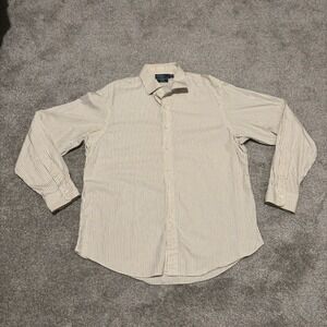 Vintage POLO RALPH LAUREN Button Up Shirt Mens Blue Yellow SZ Medium 15.5-33